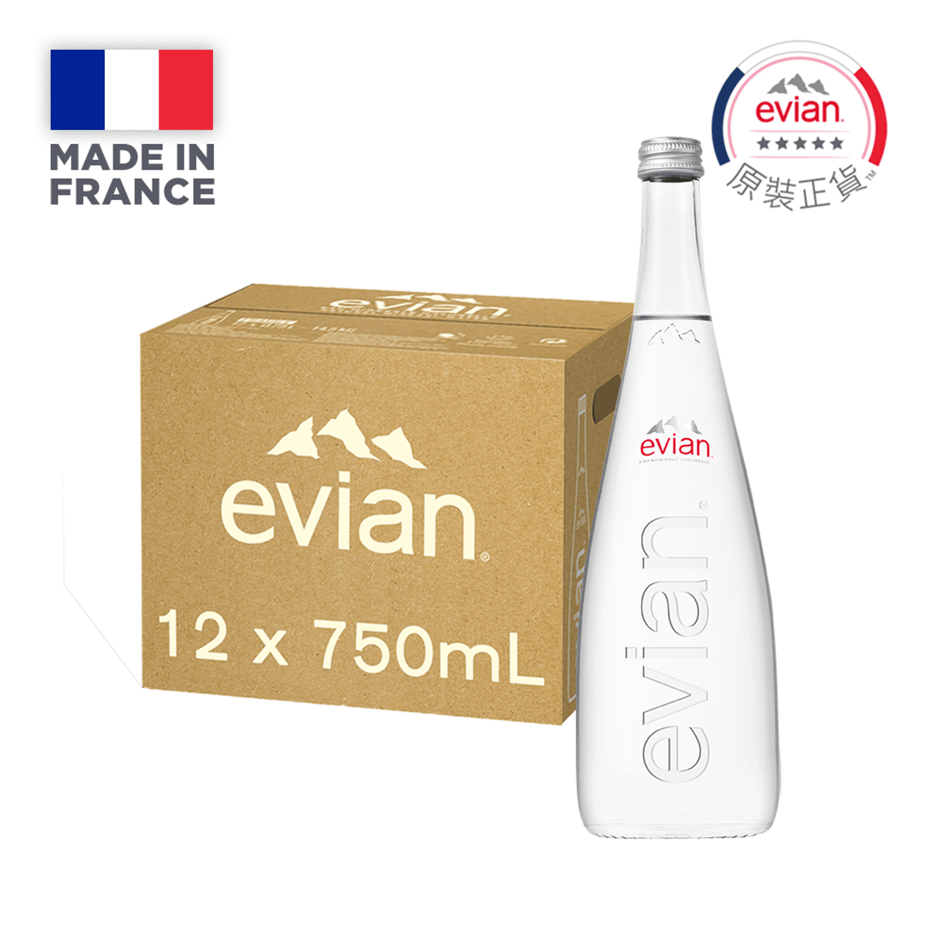 evian 依雲 天然礦泉水 / 玻璃瓶 750ml (12入/箱)