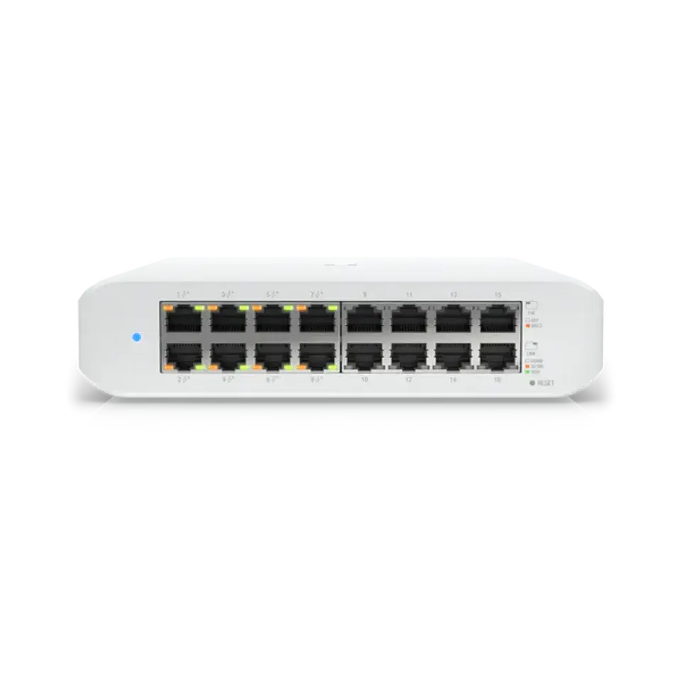 UniFi Switch Lite 16 PoE 交換器 | 16埠 Gigabit PoE 網管型交換機 | Ubiquiti 靜音輕巧交換器