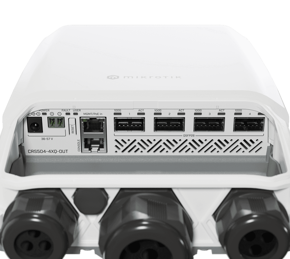 MikroTik CRS504-4XQ-OUT 戶外4埠100G QSFP28高效能光纖交換器