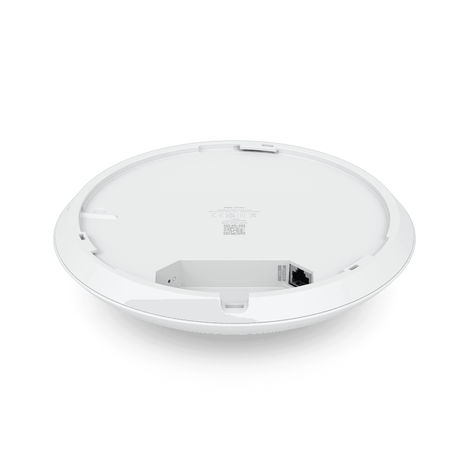 Ubiquiti UniFi U7 Pro WiFi 7 AP 背面 - PoE 供電, 壁掛安裝