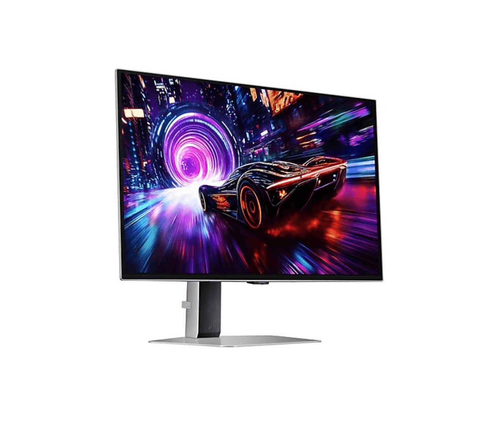 Samsung Odyssey OLED G8 左 45 度正面圖 - 27 吋 OLED 電競顯示器，支援 AMD FreeSync Premium 與 DisplayHDR True Black 400