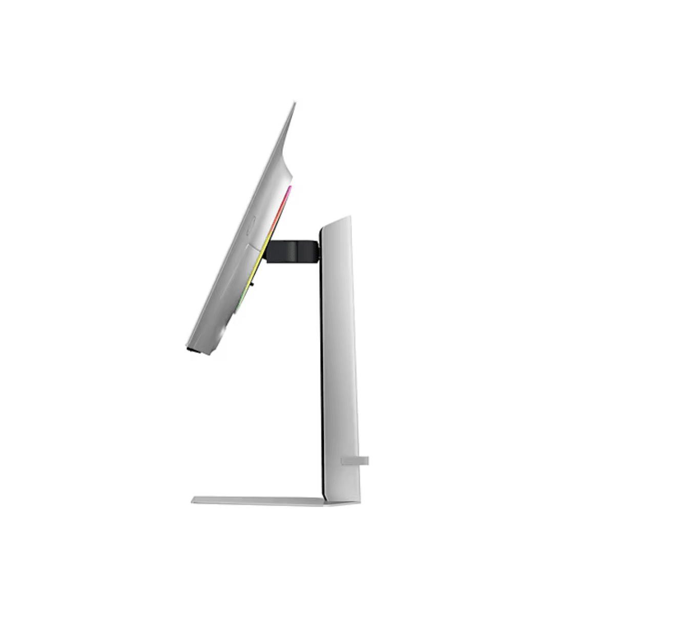 Samsung Odyssey OLED G8 側面可調整示意圖 - 支援傾斜、旋轉與升降，人體工學設計適合長時間電競使用